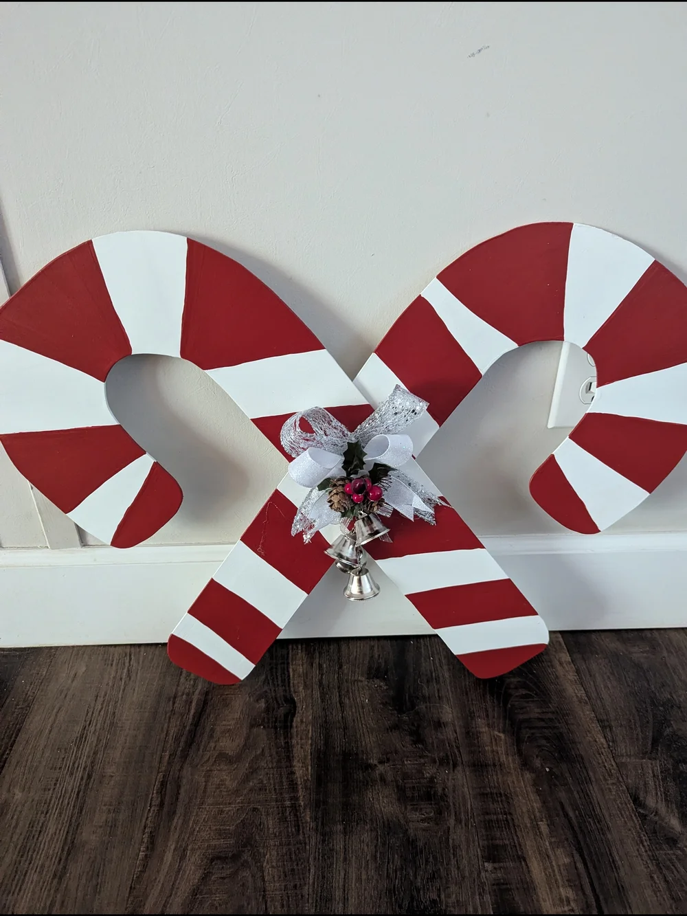 Festive Red & White Candy Cane Pair Wall Decor